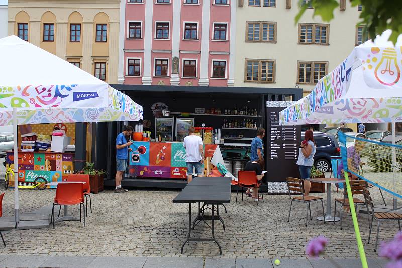 Relaxační zóna na Velkém náměstí v Kroměříži