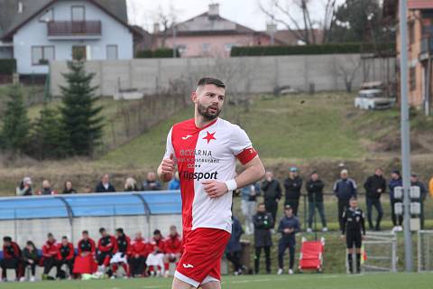 Fotbalista Tomáš Vincour při premiéře za Kroměříž. 