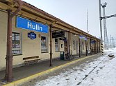 Železniční stanice v Hulíně. Prosinec 2022.