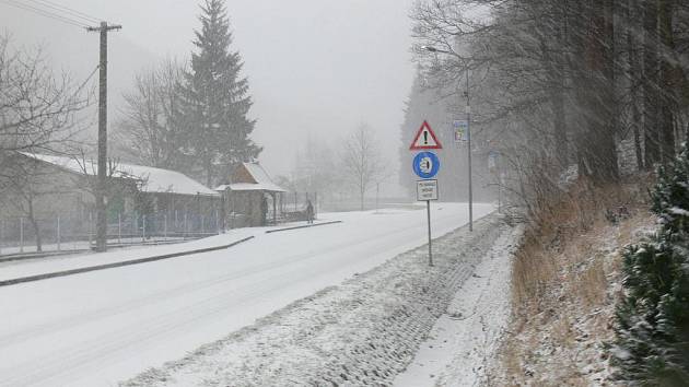 Na Bystřicku napadla 30. prosince 2011 během rána vrtsva sněhu.