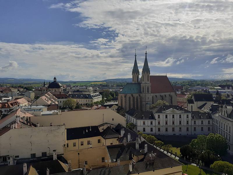 Výhled na Kroměříž z věže Arcibiskupského zámku