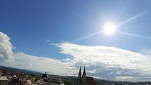 Výhled na Kroměříž z věže Arcibiskupského zámku