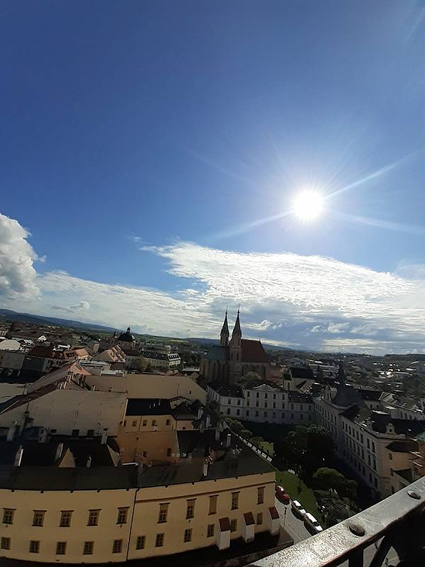 Výhled na Kroměříž z věže Arcibiskupského zámku