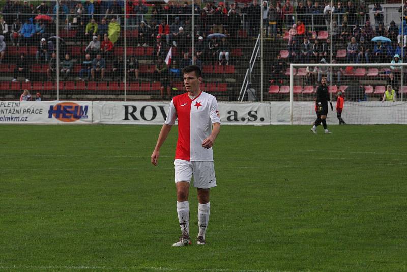 Fotbalisté Kroměříže (červenobílé dresy) ve 2. kole MOL Cupu vyzvali prvoligový Baník Ostrava.