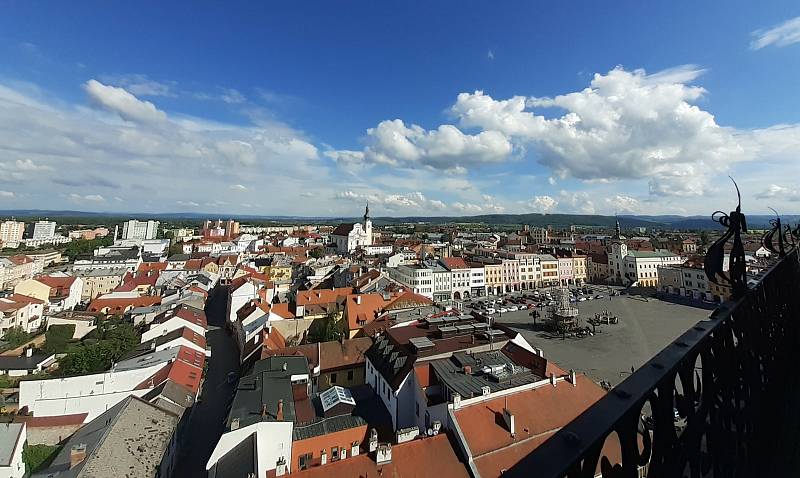 Výhled na Kroměříž z věže Arcibiskupského zámku