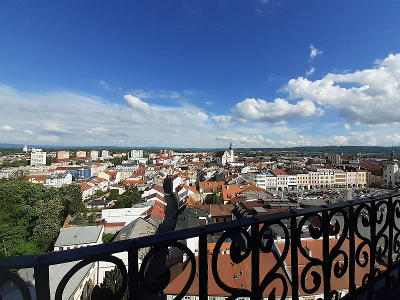 Výhled na Kroměříž z věže Arcibiskupského zámku
