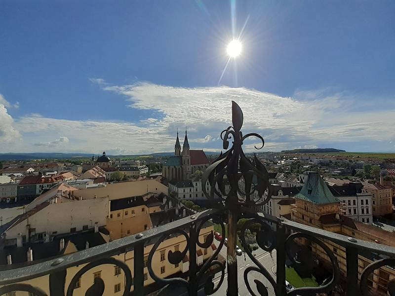 Výhled na Kroměříž z věže Arcibiskupského zámku