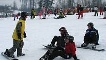 Instruktážní lekce snowboardingu pro pokročilé na Trojáku.