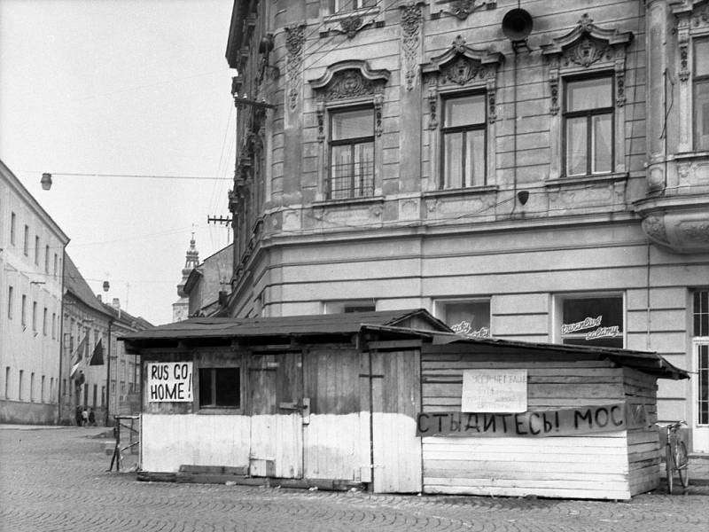 Unikátní snímek z Holešova ze srpna 1968. 