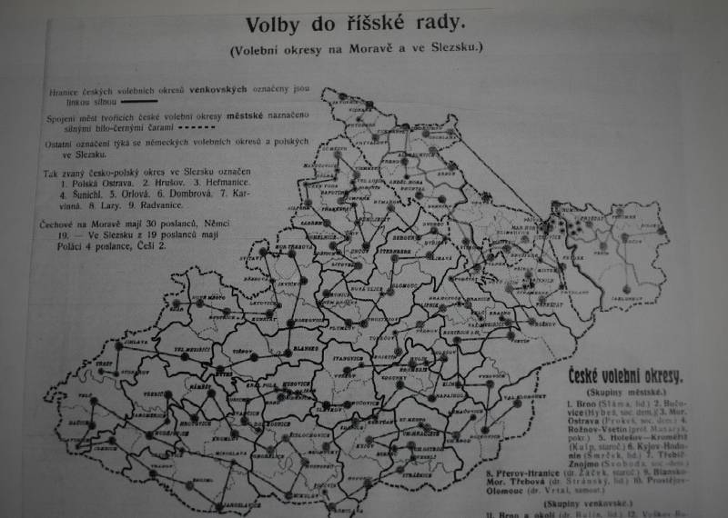 Volební obvody českých měst na Moravě a ve Slezsku do říšských voleb v roce 1911.