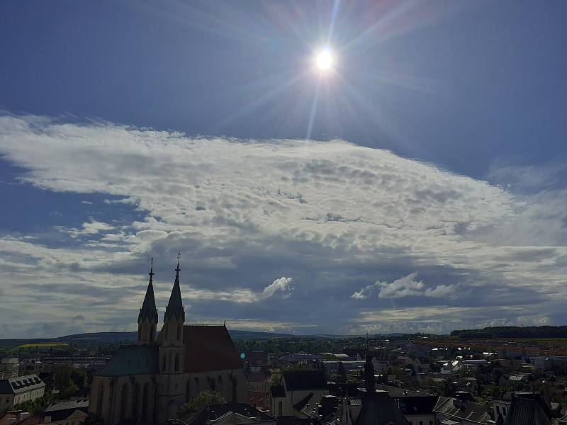 Výhled na Kroměříž z věže Arcibiskupského zámku