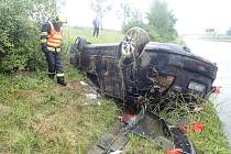 Nehoda na dálnici D55 u Záhlinic.