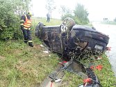 Nehoda na dálnici D55 u Záhlinic.