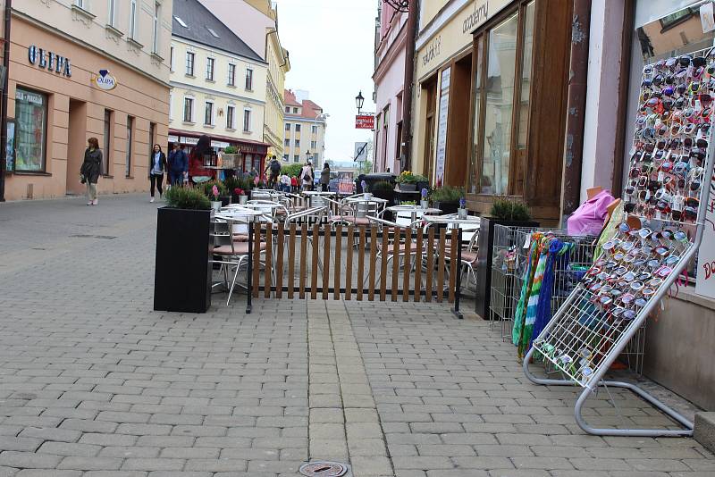 Zahrádky u restaurací v Kroměříži