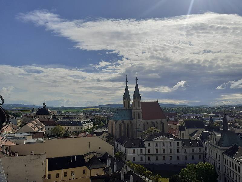 Výhled na Kroměříž z věže Arcibiskupského zámku