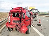 Nehoda na dálnici D1 mezi Kroměříží a Hulínem