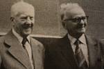 Bývalí českoslovenští parašutisté Leopold Musil (vlevo) a Otmar Riedl v Praze 18. června 1987.(zdroj: MZA Brno - Státní okresní archiv Kroměříž)