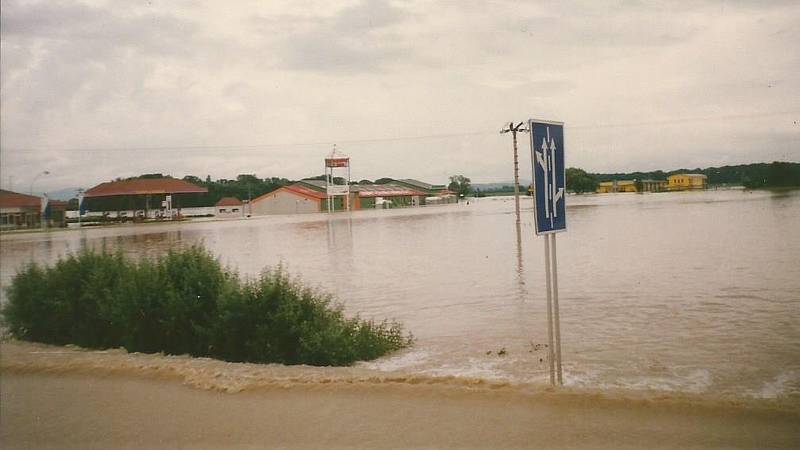 Kroměříž při povodni v červenci 1997