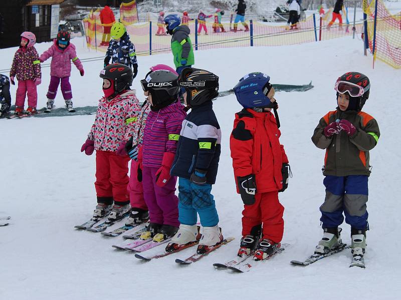 Troják, jediný aktuálně fungující ski areál, přilákal i ve čtvrtek dopoledne desítky milovníků lyžování. Na svahu se to hemžilo jak těmi ostřílenými, kteří spíše trénují na vyšší hory, tak i nejmenšími lyžaři.