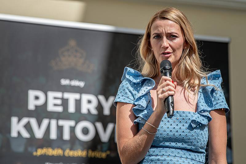 Tenistka Petra Kvitová při slavnostním otevření Síně slávy Petry Kvitové, 21. července 2022 ve Fulneku.