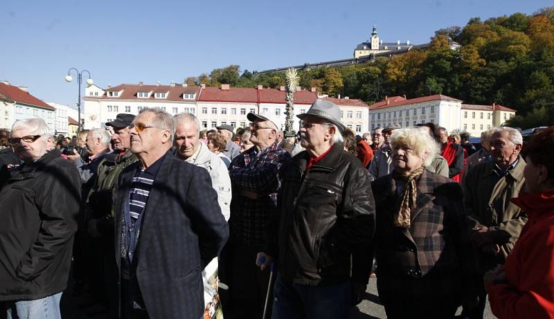 Prezident Zeman při návštěvě a setkání s obyvateli Fulneku. 