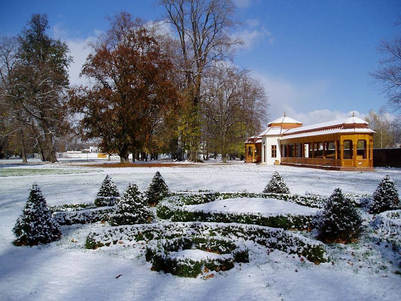 Zámecký park v Kuníně v zimě. Ilustrační foto.
