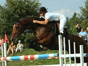 Petra Špalková s koněm Jokr 1 Martex z jezdeckého klubu Caballero zvítězila v hlavní soutěži Bezručova poháru.