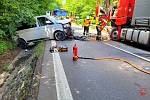 Nehoda na frekventované silnici I/57 u obce Vrchy na Novojičínsku, pátek 24. června 2022.