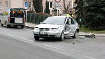 Dopravní nehoda, která se stala ve čtvrtek 26.března na Hřbitovní ulici v Novém Jičíně.