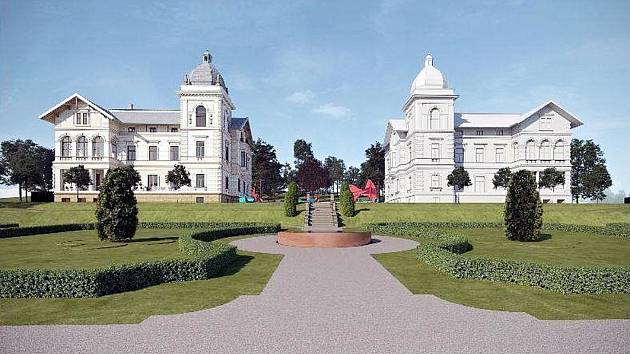 Architektonický návrh, jak by areál Hückelových vil mohl vypadat.