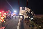 Tragická nehoda automobilu a kamionu ve Stachovicích na Novojičínsku, 10. července 2022.