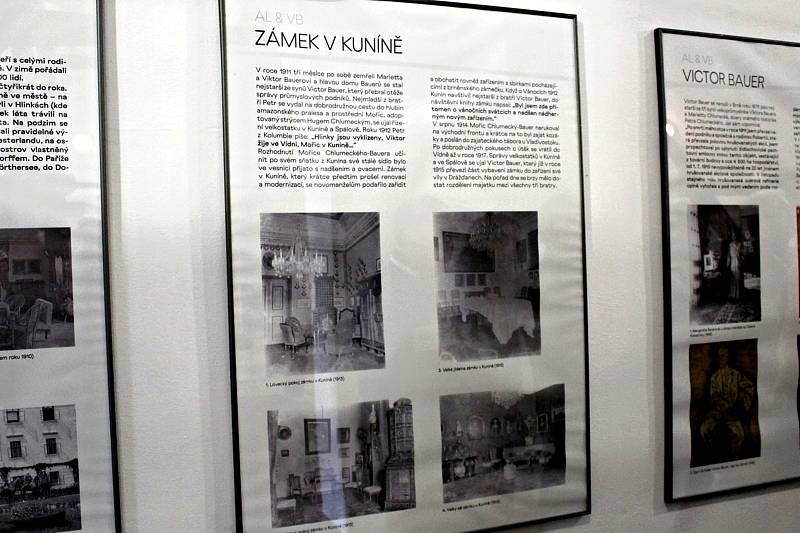 Výstava o spolupráci architekta Adolfa Loose a majitele zámku v Kuníně Victora Bauera na kunínském zámku.