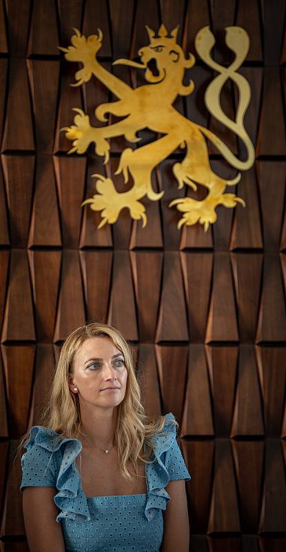 Tenistka Petra Kvitová při slavnostním otevření Síně slávy Petry Kvitové, 21. července 2022 ve Fulneku.