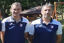 Trenérská dvojice FC Libhošť - asistent Radek Hanzelka a kouč Luděk Odstčilík (vpravo). Fotogalerie je z domácího zápasu říjnového 11. kola s Ludgeřovicemi (4:0).