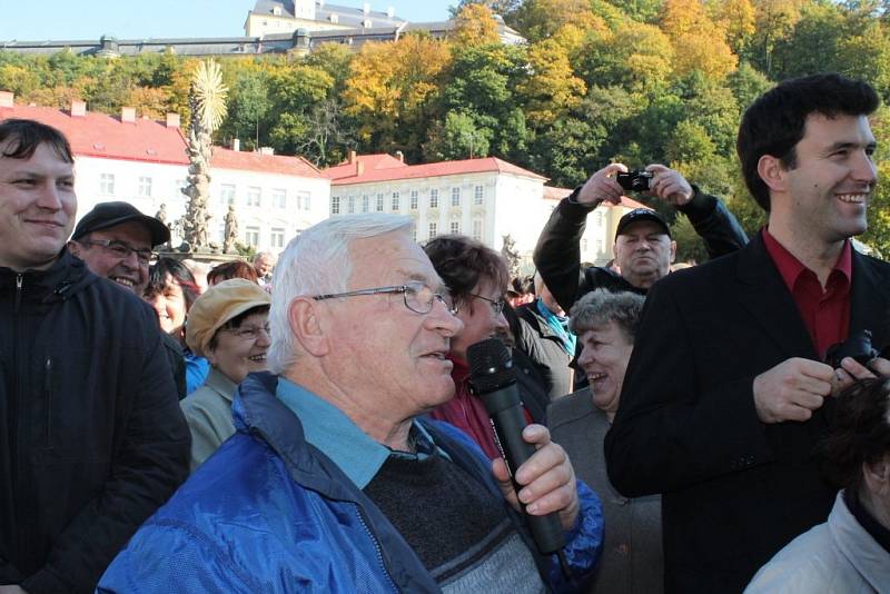 Prezident Zeman při návštěvě a setkání s obyvateli Fulneku.