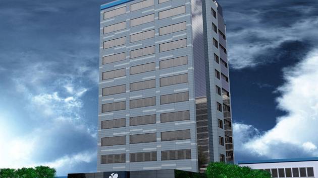 Vizualizace ukazuje budoucí podobu administrativní budovy společnosti Varroc Lighting Systems v Novém Jičíně.