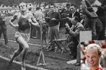 Emil Zátopek v reálu. Ve filmu jej ztvárnil herec Václav Neužil (ve výřezu).