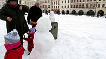 Masarykovo náměstí se proměnilo v Sněhulákovo.