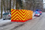 Nehoda osobního automobilu ve Veselí u Oder 13. ledna 2024.