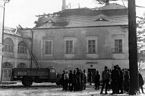 Požár oderského zámku 17. ledna 1964.