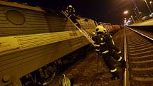 Požár lokomotivy ve Studénce.