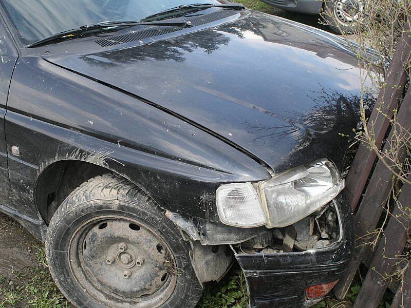 Zběsilé ujiždění před policisty skončilo „zaparkováním“ v plotě.