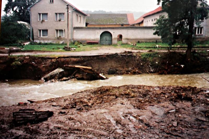 Fulnek-Stachovice - povodeň v červenci 1997.