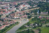 Letecký pohled na Veselí nad Moravou - ilustrační fotografie.