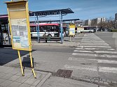 Autobusové nádraží v Kyjově a jeho nejbližší okolí.