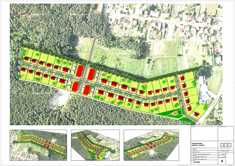 Územní studie nové obytné zóny Olšíčka na okraji Vracova.
