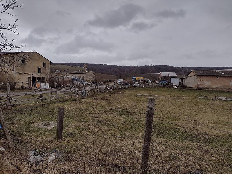 Areál s bývalým vepřínem a kravínem u Kněždubu ve středu dopoledne, zdejší chov čeká brzy kontrola krajské veterinární správy