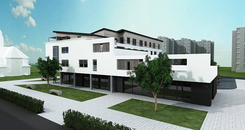 Prvním z trojice nových polyfunkčních domů, které mají stát na dosluhující městské tržnici ve Veselí nad Moravou.