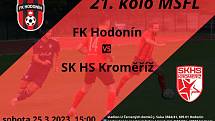 Fotbalisté Hodonína (červeno-černé dresy) ve 21. kole MSFL doma zdolali vedoucí Kroměříž 1:0.