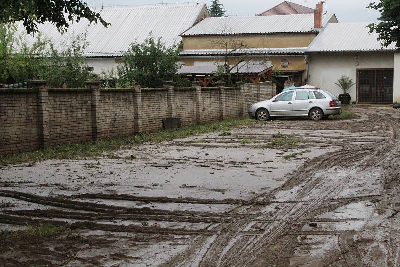Dolní Bojanovice zasáhla v pondělí v podvečer extrémní bouřka. Její následky místní odstraňují i následující den.